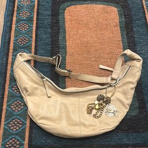 Free People Cream Leather Shoulder Bag